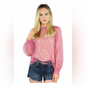 Wayf Wesley lace pink top